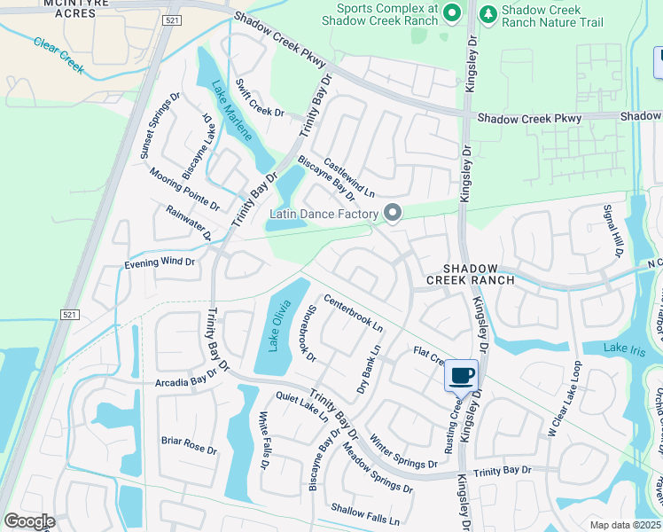 map of restaurants, bars, coffee shops, grocery stores, and more near 13102 Cambridge Shores Court in Pearland