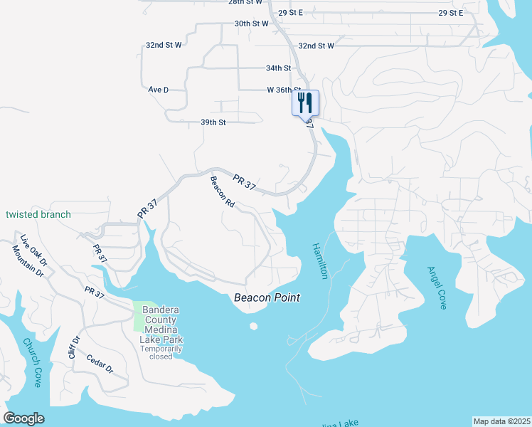 map of restaurants, bars, coffee shops, grocery stores, and more near 223 Lower Beacon Road in Lakehills