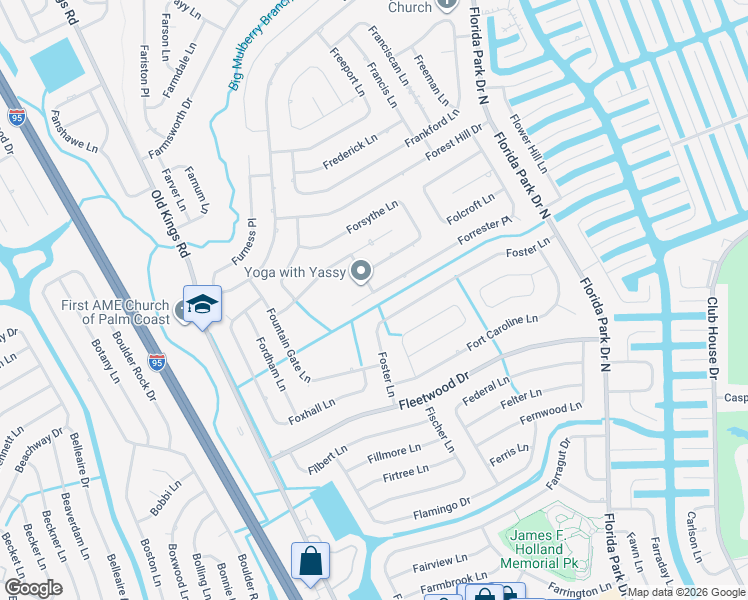 map of restaurants, bars, coffee shops, grocery stores, and more near 137 Forrester Place in Palm Coast