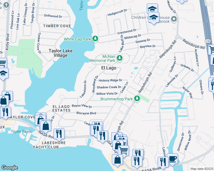 map of restaurants, bars, coffee shops, grocery stores, and more near 403 Shadow Creek Drive in El Lago