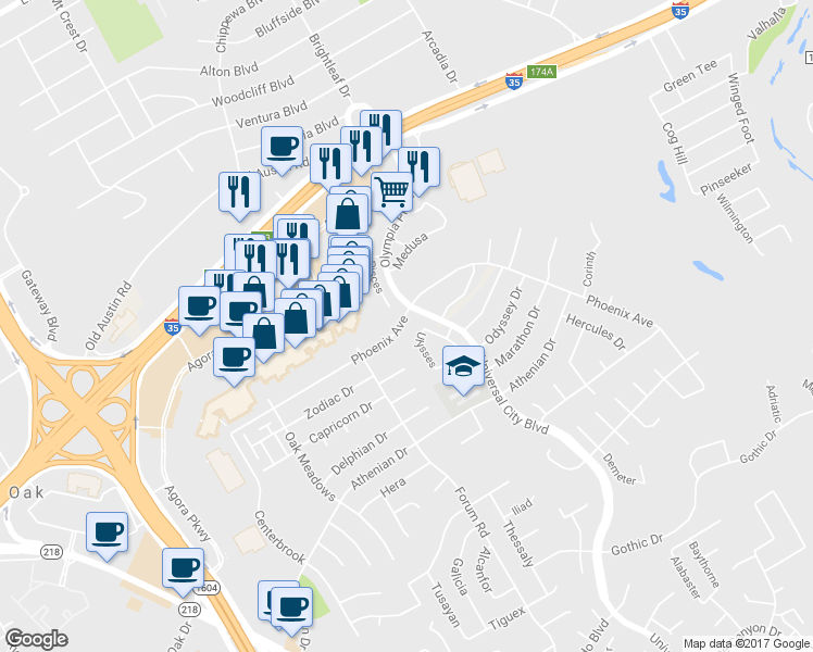 map of restaurants, bars, coffee shops, grocery stores, and more near 8432 Phoenix Avenue in Selma