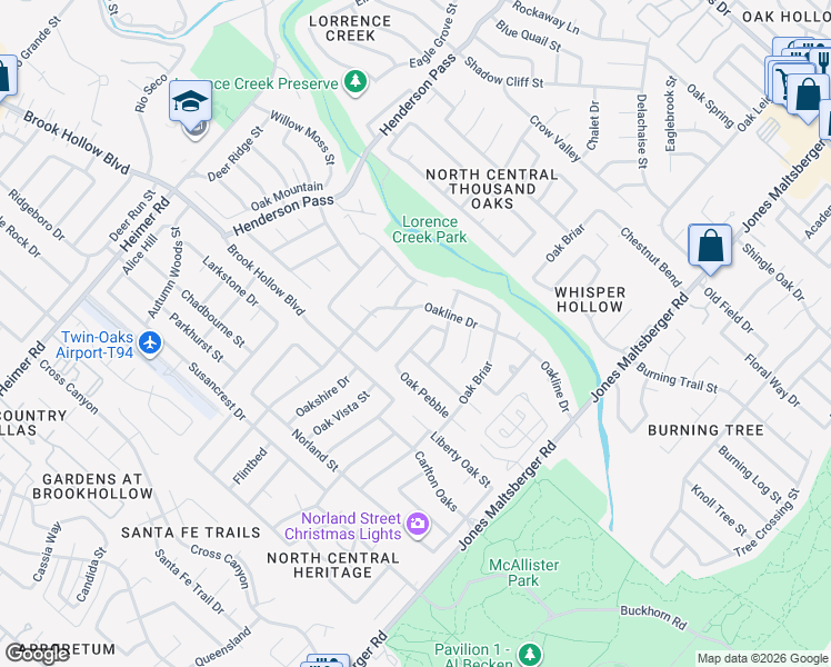 map of restaurants, bars, coffee shops, grocery stores, and more near 2027 Oak Mist in San Antonio