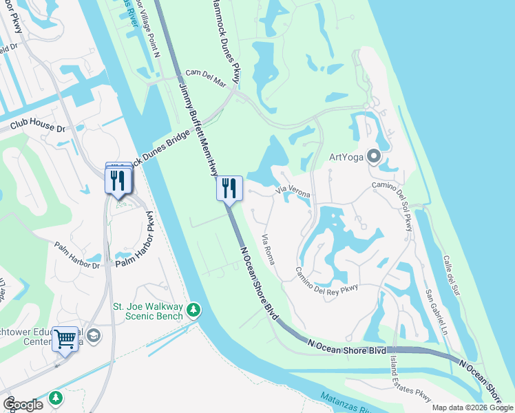 map of restaurants, bars, coffee shops, grocery stores, and more near 4 Vía Roma in Palm Coast