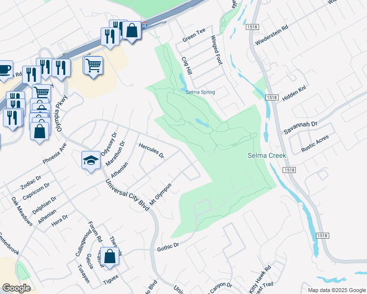 map of restaurants, bars, coffee shops, grocery stores, and more near 8803 Phoenix Avenue in Universal City