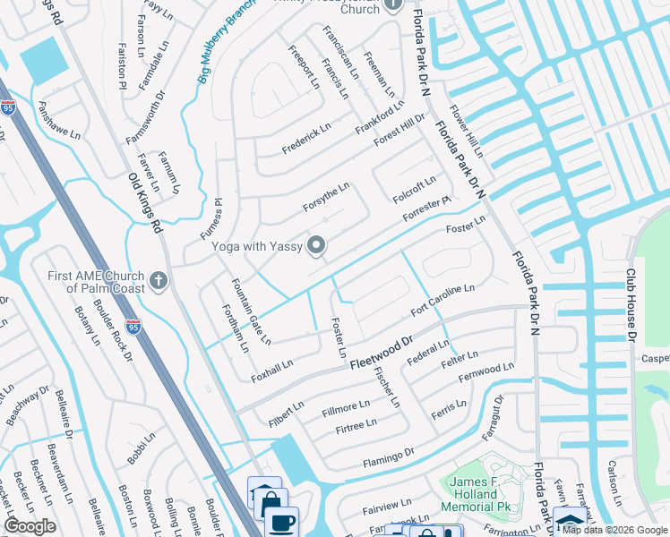 map of restaurants, bars, coffee shops, grocery stores, and more near 137 Forrester Place in Palm Coast