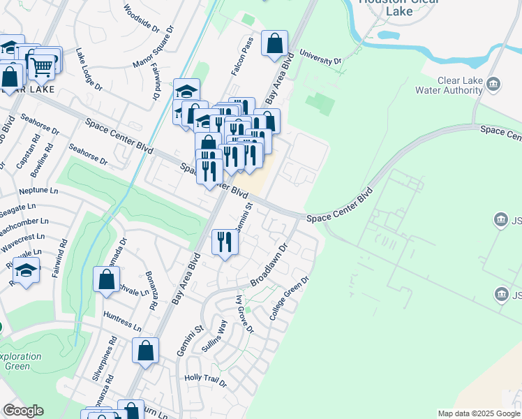 map of restaurants, bars, coffee shops, grocery stores, and more near 2378 Gemini St in Houston