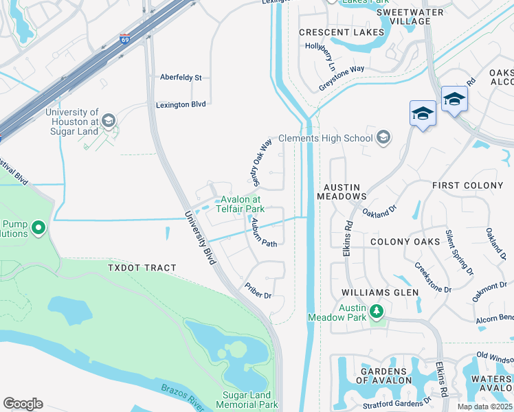 map of restaurants, bars, coffee shops, grocery stores, and more near 2926 Auburn Path in Sugar Land