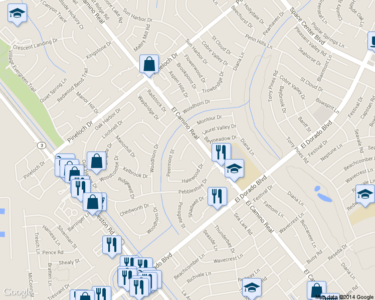 map of restaurants, bars, coffee shops, grocery stores, and more near 15423 Linkshire Drive in Houston