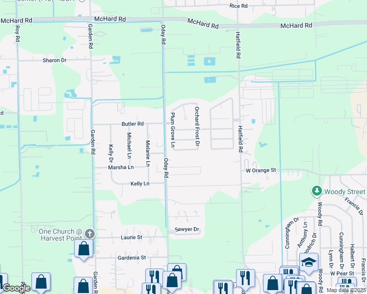 map of restaurants, bars, coffee shops, grocery stores, and more near 6011 Little Grove Drive in Pearland
