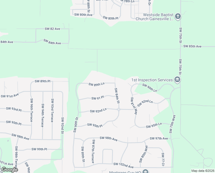 map of restaurants, bars, coffee shops, grocery stores, and more near 8545 Southwest 89th Lane in Gainesville