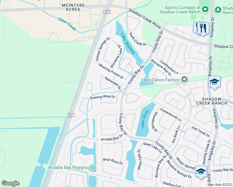 map of restaurants, bars, coffee shops, grocery stores, and more near 13603 Evening Wind Drive in Pearland