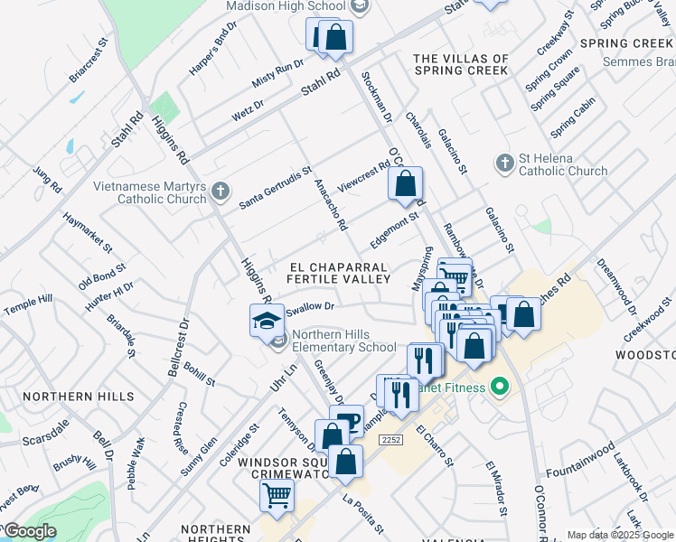 map of restaurants, bars, coffee shops, grocery stores, and more near 4914 Pelican Lane in San Antonio
