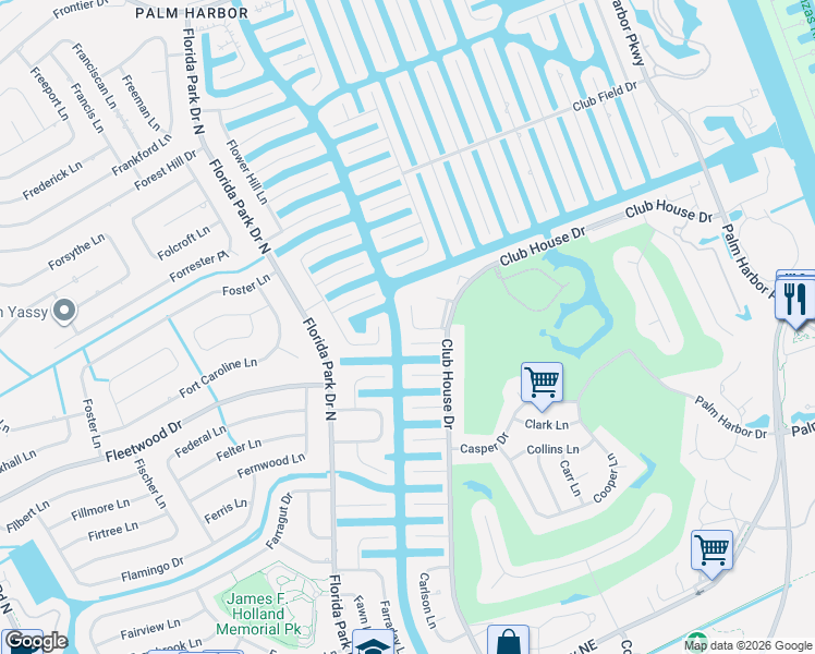 map of restaurants, bars, coffee shops, grocery stores, and more near 5 Campbell Court in Palm Coast