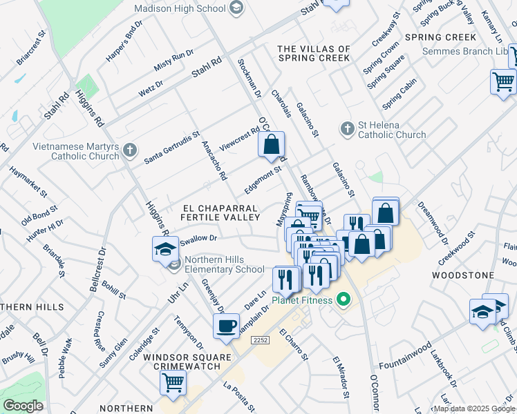 map of restaurants, bars, coffee shops, grocery stores, and more near 14424 Hereford in San Antonio