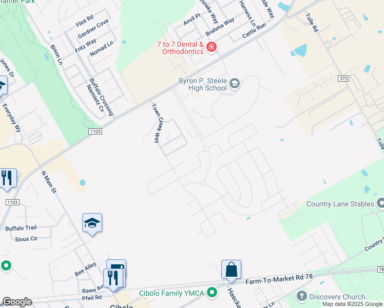map of restaurants, bars, coffee shops, grocery stores, and more near 149 Clapboard Run in Cibolo
