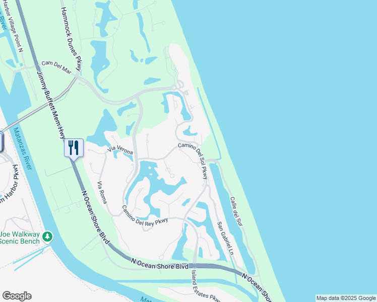 map of restaurants, bars, coffee shops, grocery stores, and more near 14 Montilla Place in Palm Coast