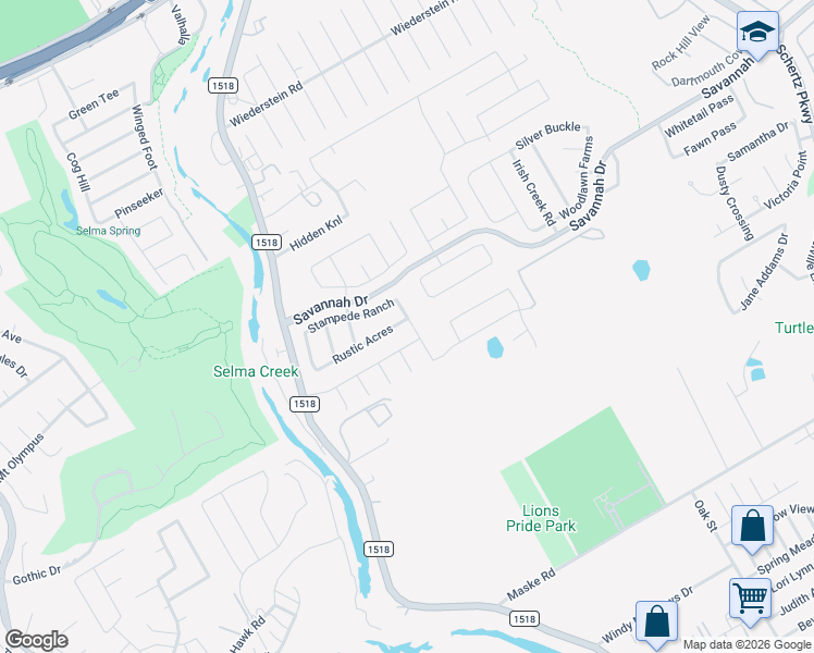 map of restaurants, bars, coffee shops, grocery stores, and more near 3508 Triangle Ranch in Schertz