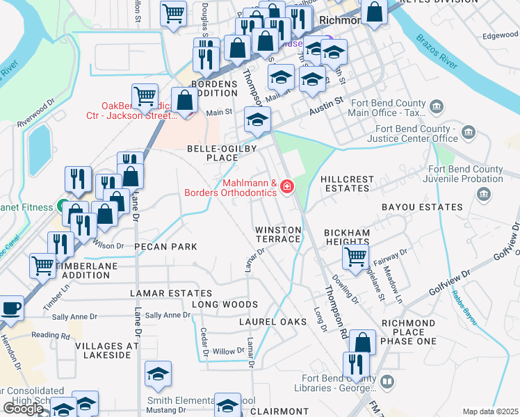 map of restaurants, bars, coffee shops, grocery stores, and more near 1210 Dudley Street in Richmond
