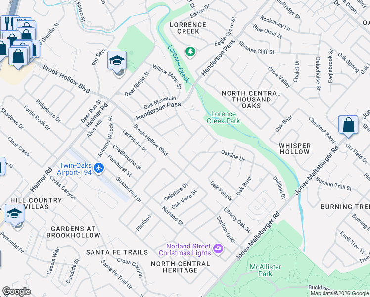 map of restaurants, bars, coffee shops, grocery stores, and more near 2023 Chittim Trail Drive in San Antonio