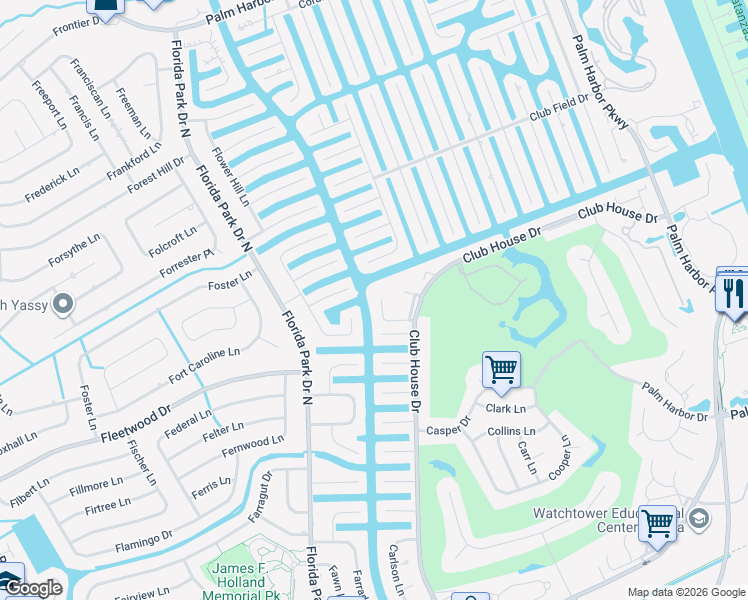 map of restaurants, bars, coffee shops, grocery stores, and more near 14 Floyd Court in Palm Coast