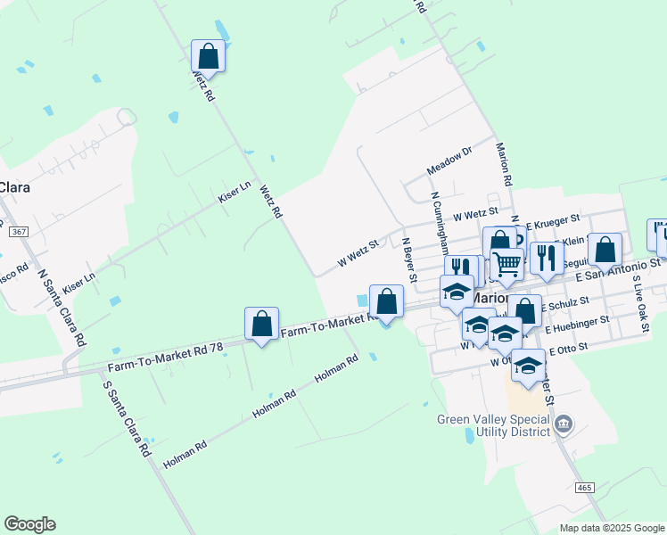 map of restaurants, bars, coffee shops, grocery stores, and more near 555 West Wetz Road in Marion