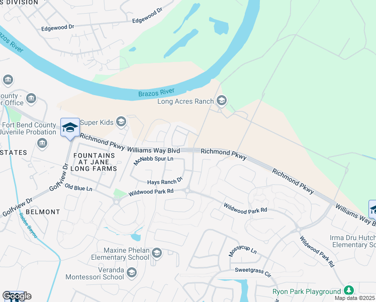 map of restaurants, bars, coffee shops, grocery stores, and more near Williams Way Boulevard in Richmond