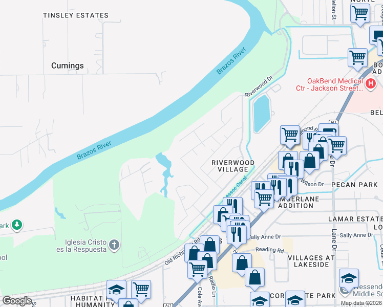 map of restaurants, bars, coffee shops, grocery stores, and more near 3519 Hickory Court in Richmond