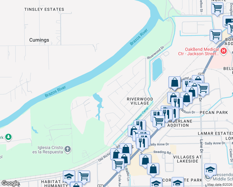 map of restaurants, bars, coffee shops, grocery stores, and more near 3519 Hickory Court in Richmond