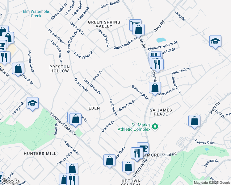 map of restaurants, bars, coffee shops, grocery stores, and more near 14115 Kint Circle Street in San Antonio