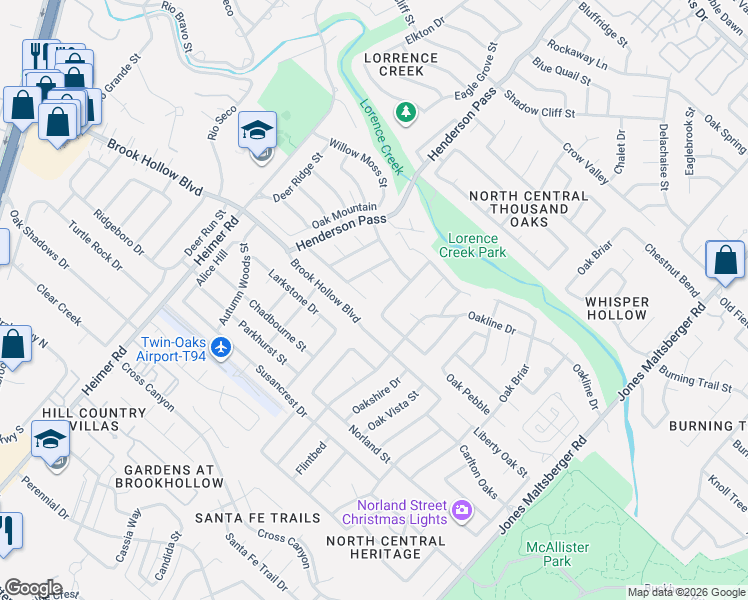 map of restaurants, bars, coffee shops, grocery stores, and more near 2023 Chittim Trail Drive in San Antonio