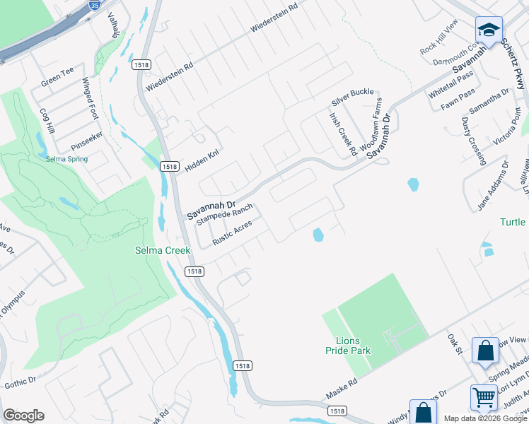 map of restaurants, bars, coffee shops, grocery stores, and more near 3508 Triangle Ranch in Schertz