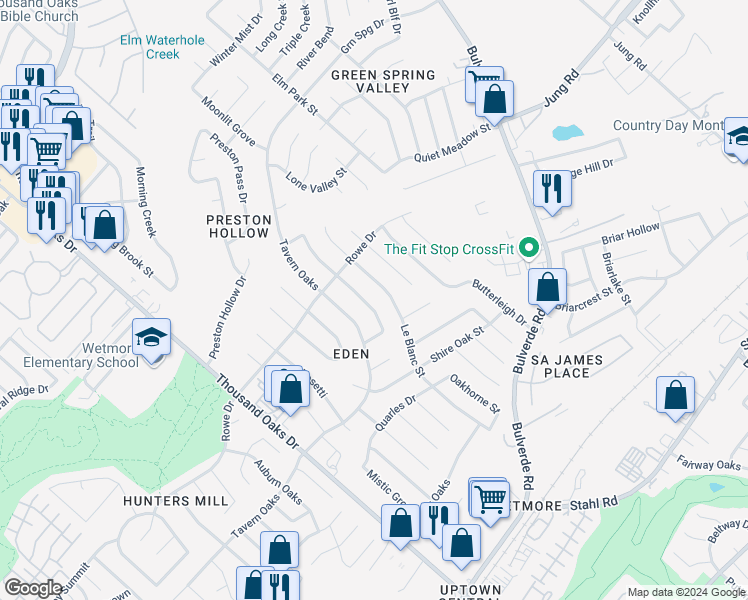 map of restaurants, bars, coffee shops, grocery stores, and more near 3337 Coral Grove Dr in San Antonio
