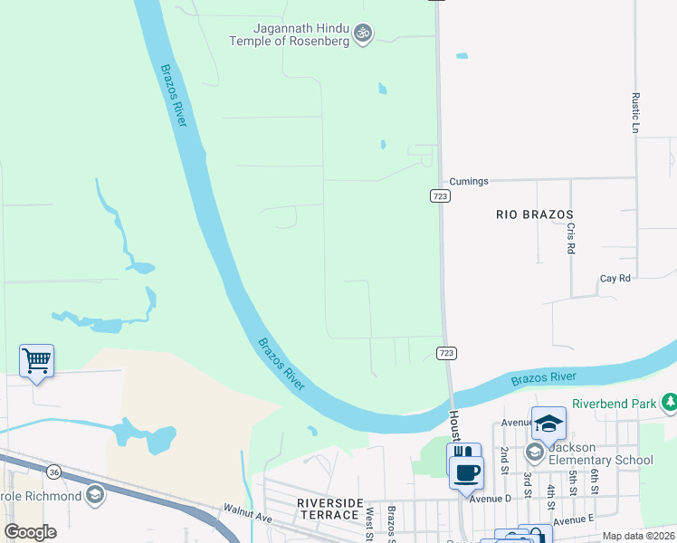 map of restaurants, bars, coffee shops, grocery stores, and more near 508 Baker Road in Rosenberg
