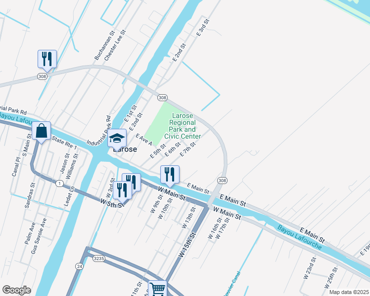 map of restaurants, bars, coffee shops, grocery stores, and more near 177 East 7th Street in Larose