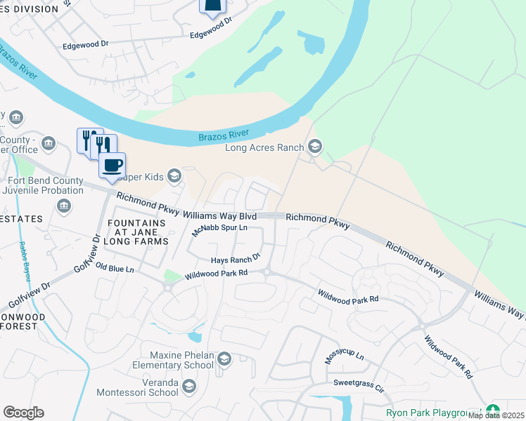 map of restaurants, bars, coffee shops, grocery stores, and more near 2221 Richmond Parkway in Richmond