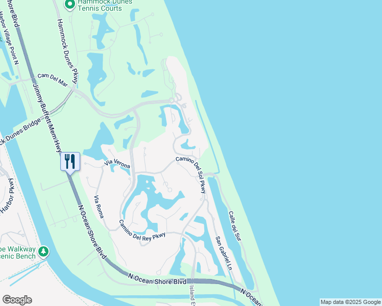 map of restaurants, bars, coffee shops, grocery stores, and more near 185 Avenue De La Mer in Palm Coast