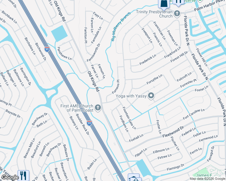 map of restaurants, bars, coffee shops, grocery stores, and more near 27 Furness Place in Palm Coast