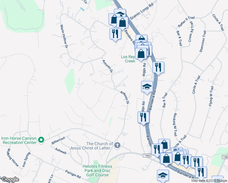 map of restaurants, bars, coffee shops, grocery stores, and more near 13941 Adobe Walls Drive in Helotes