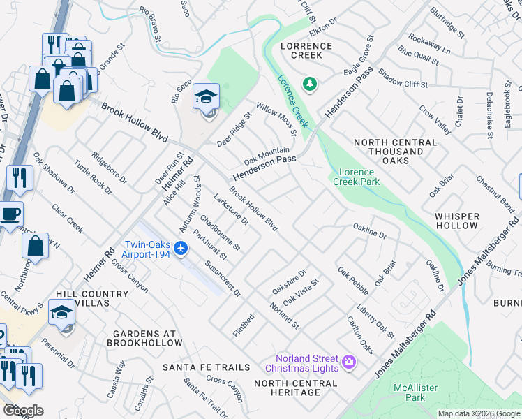 map of restaurants, bars, coffee shops, grocery stores, and more near 13818 Laurel Hollow in San Antonio