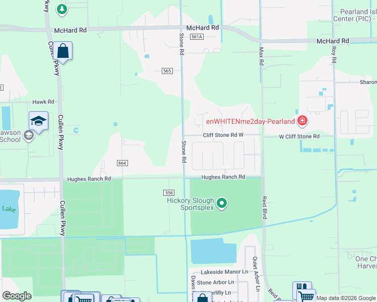 map of restaurants, bars, coffee shops, grocery stores, and more near 2010 Granite Pass Drive in Pearland