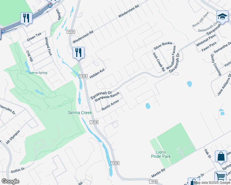 map of restaurants, bars, coffee shops, grocery stores, and more near 229 Stampede Ranch in Selma