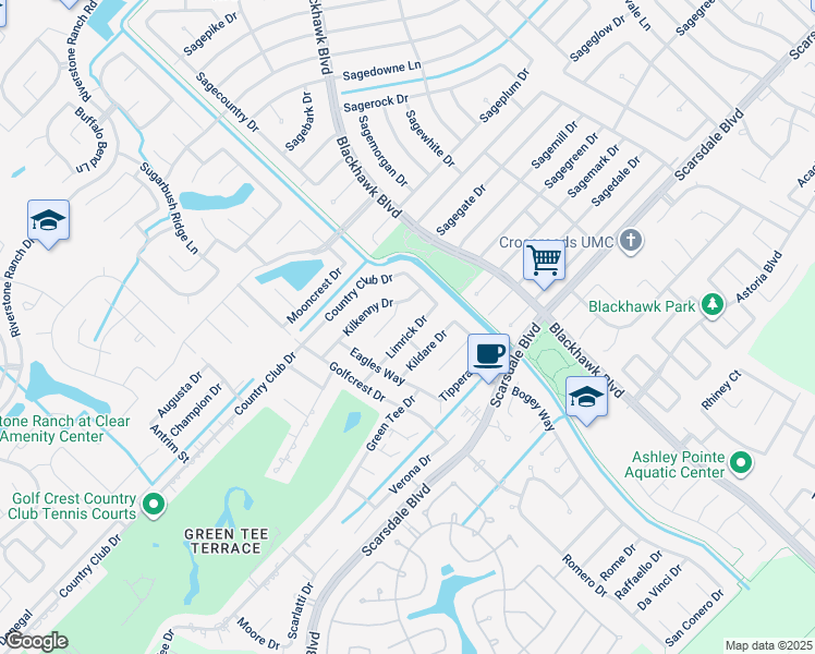 map of restaurants, bars, coffee shops, grocery stores, and more near 2114 Kildare Drive in Pearland