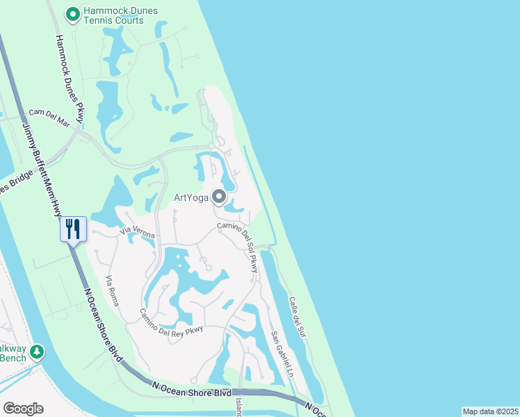 map of restaurants, bars, coffee shops, grocery stores, and more near 87 Avenue De La Mer in Palm Coast