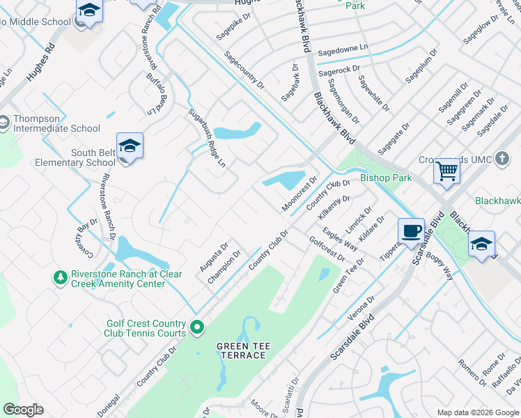 map of restaurants, bars, coffee shops, grocery stores, and more near 2524 Golfcrest Drive in Houston