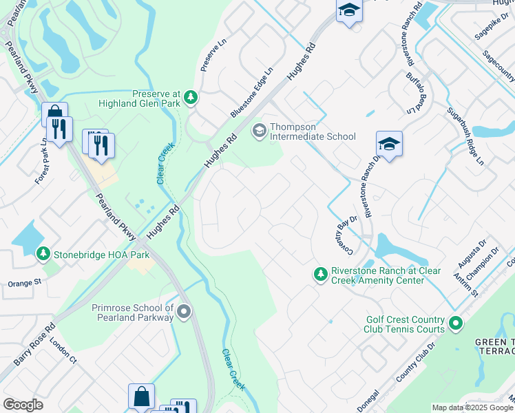 map of restaurants, bars, coffee shops, grocery stores, and more near 1918 Cedar Ridge Lane in Houston