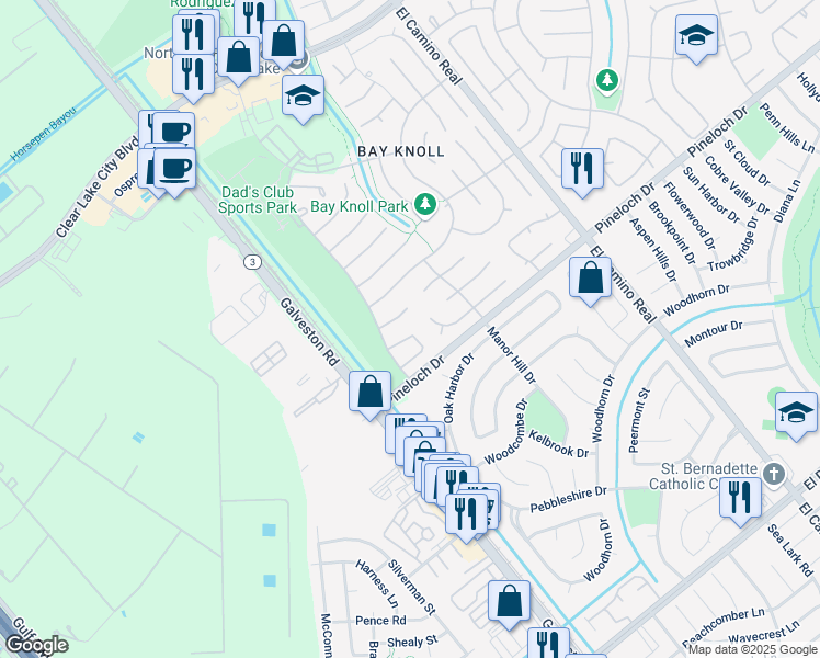 map of restaurants, bars, coffee shops, grocery stores, and more near 823 Rolling Run Court in Houston