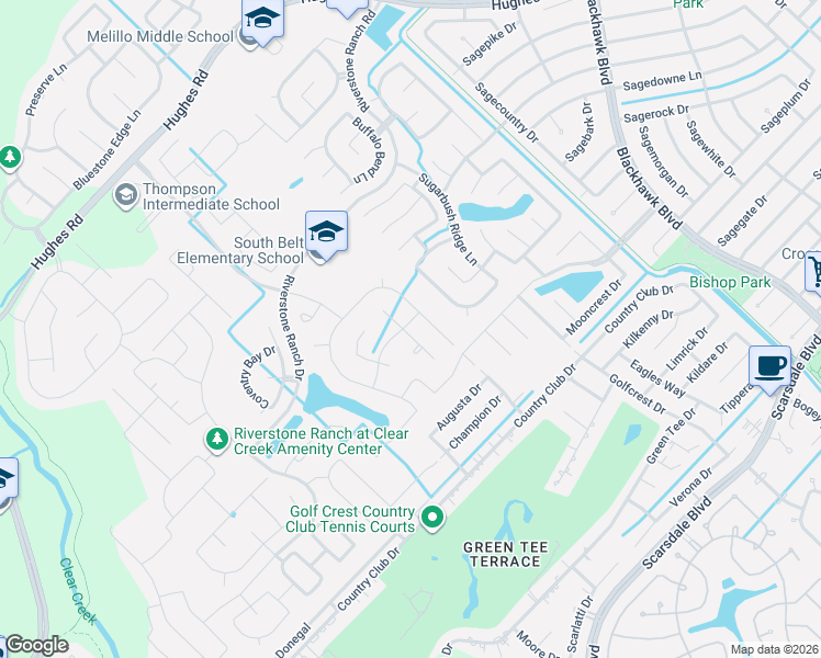 map of restaurants, bars, coffee shops, grocery stores, and more near 1913 Thunder Ridge Way in Houston