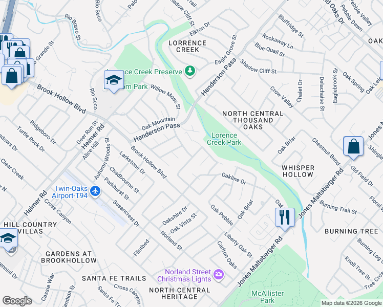 map of restaurants, bars, coffee shops, grocery stores, and more near 2123 Chittim Trail Drive in San Antonio