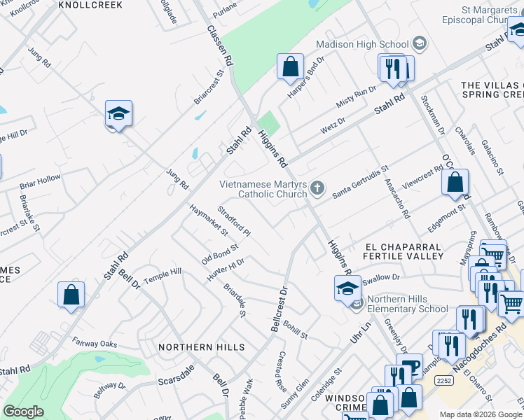 map of restaurants, bars, coffee shops, grocery stores, and more near 4463 Sherwood Way in San Antonio