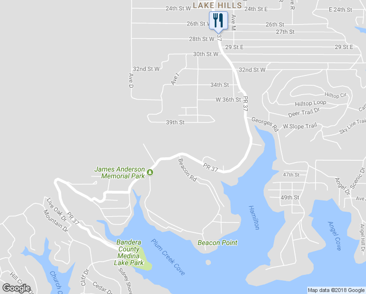 map of restaurants, bars, coffee shops, grocery stores, and more near 12844 Park Road 37 in Pipe Creek